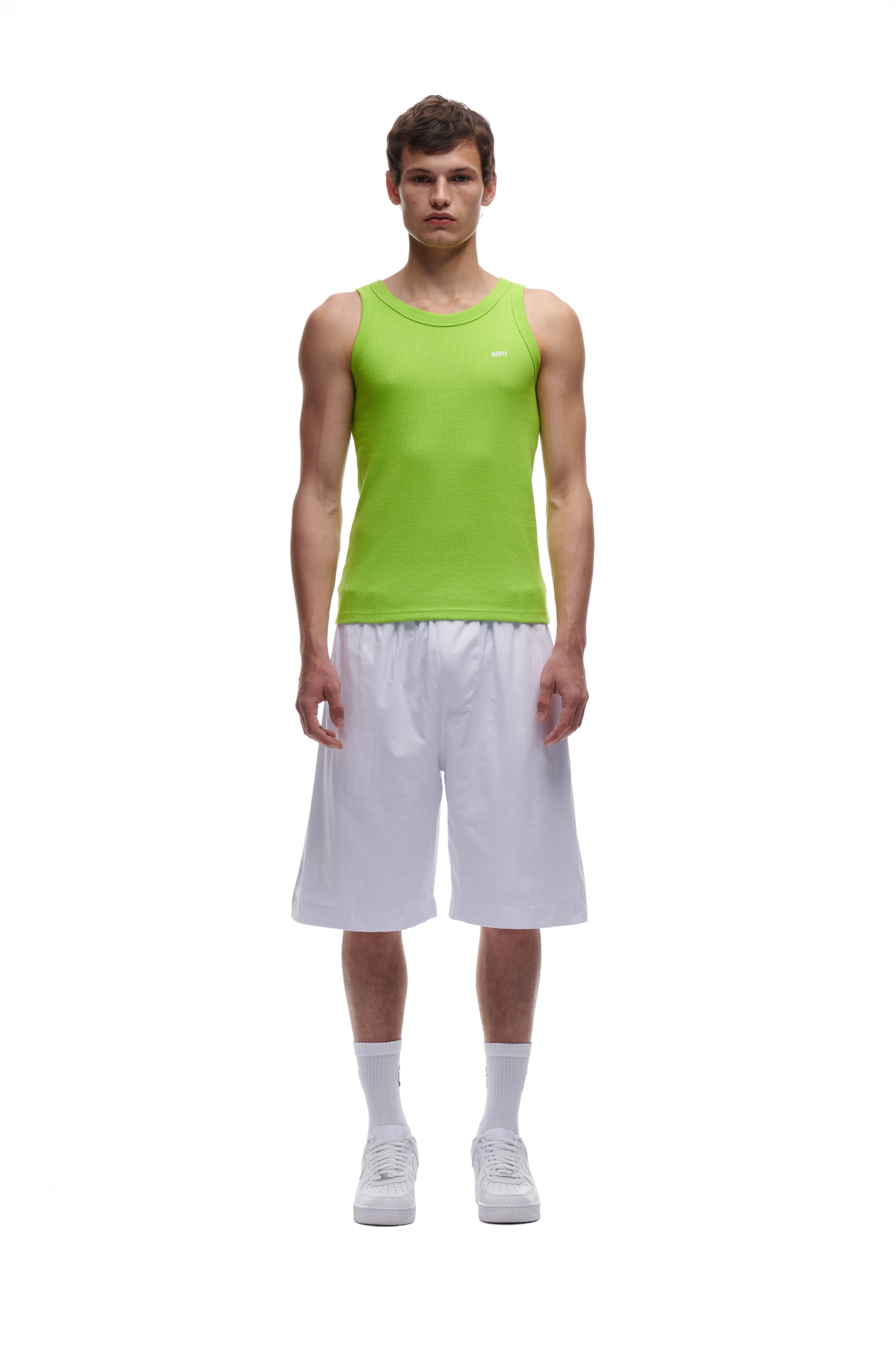 WAFFLE KNIT TANK TOP LIME GREEN
